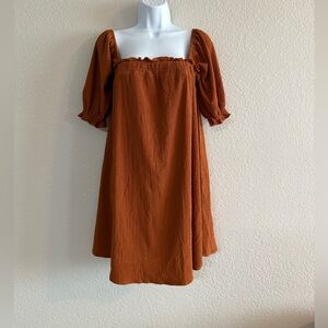 Sugarlips burnt Orange Mini Dress with Puff Sleeves